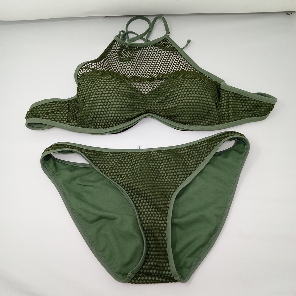 Green Mesh Bikini with Contoured Design